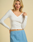 Basic V-Neck Long-Sleeve- White