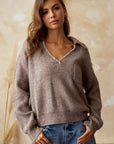 Collared Relaxed Sweater- Latte
