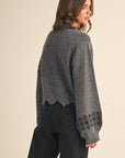 Scalloped Sweater- Charcoal-