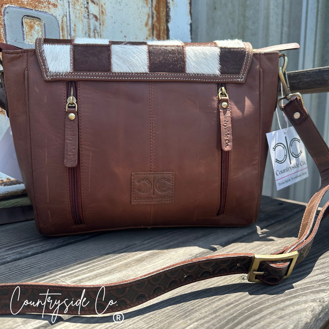 Cattleman Luxe Checkered Cowhide Purse
