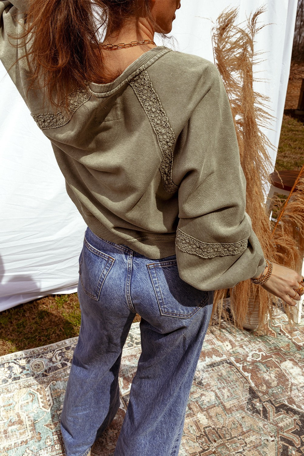 Notched Neck Sweatshirt-