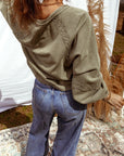 Notched Neck Sweatshirt-