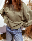 Notched Neck Sweatshirt-