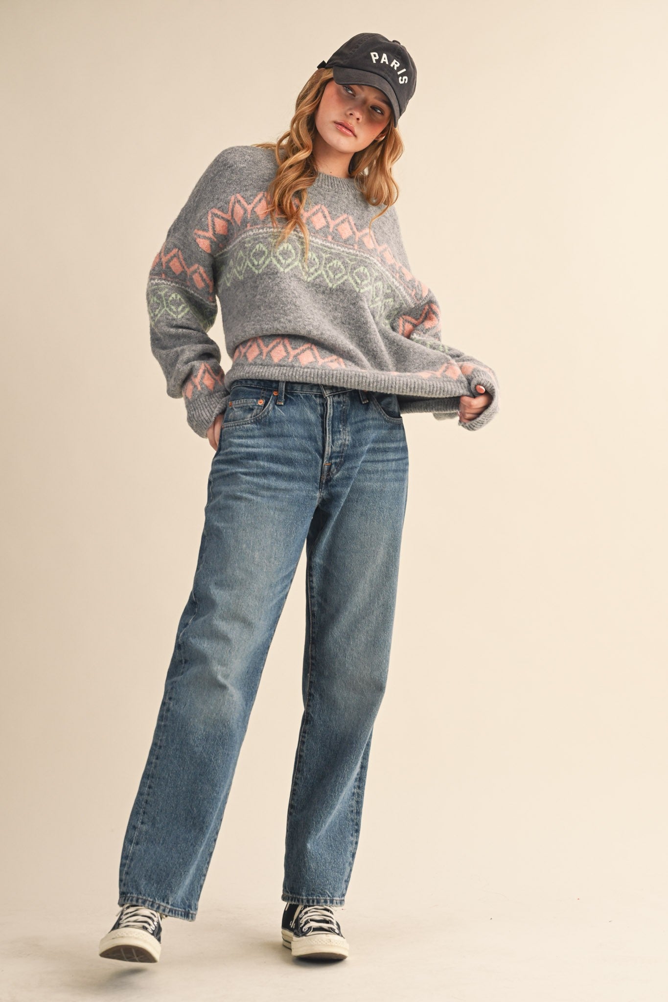 Aztec Pattern Sweater - Grey