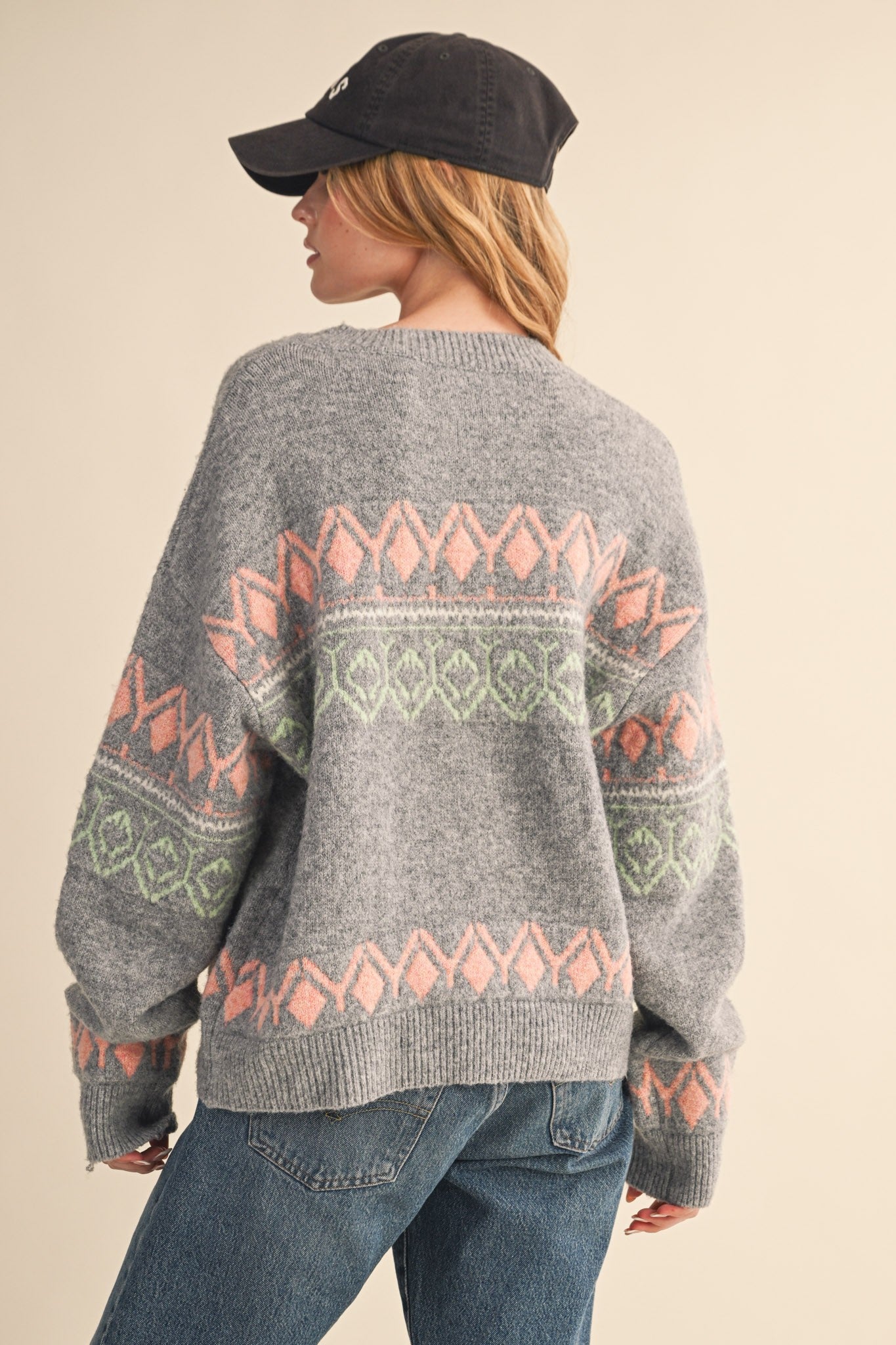 Aztec Pattern Sweater - Grey