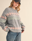 Aztec Pattern Sweater - Grey