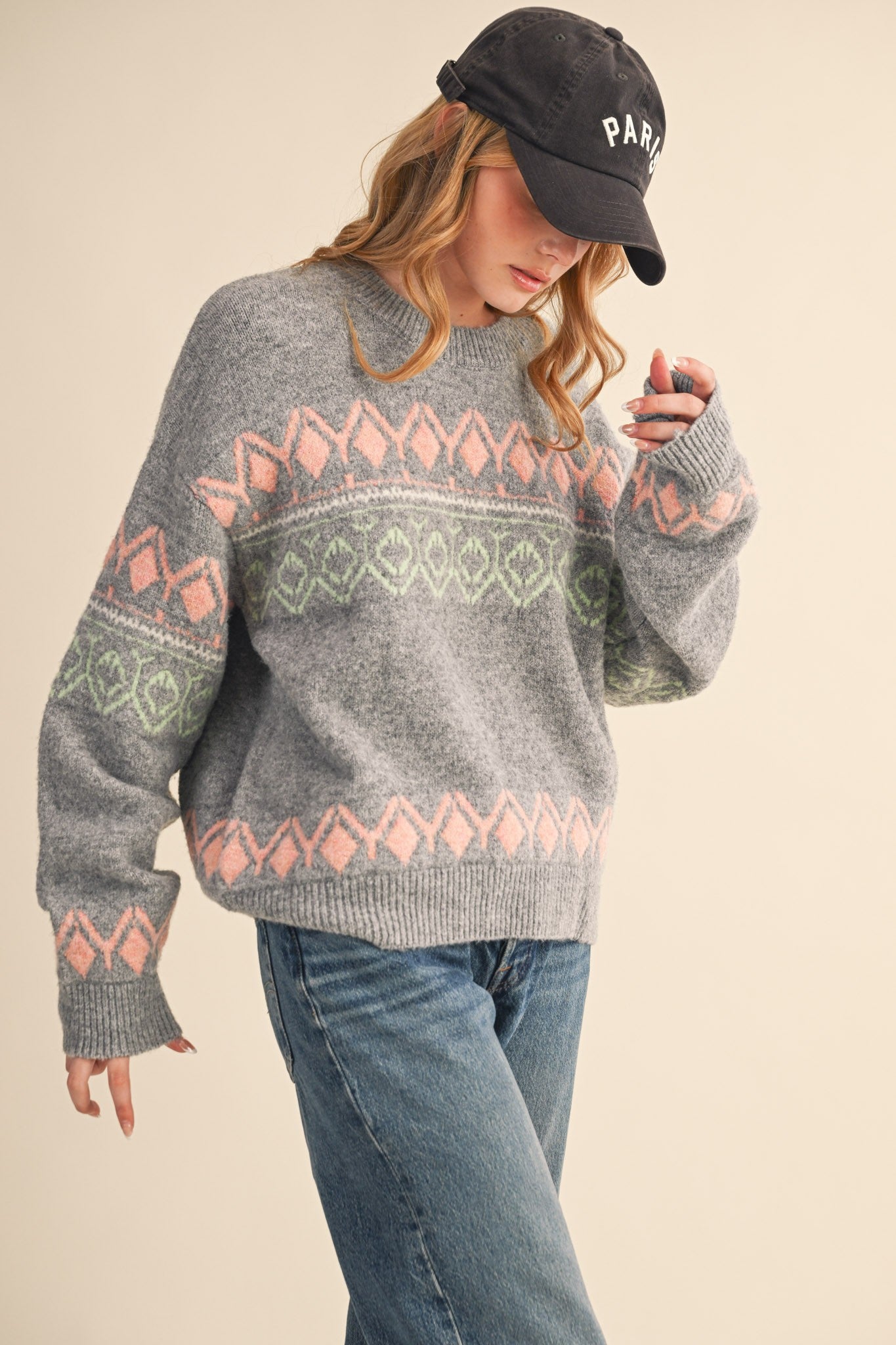 Aztec Pattern Sweater - Grey
