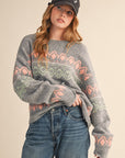 Aztec Pattern Sweater - Grey