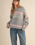 Aztec Pattern Sweater - Grey