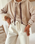 Cropped Waffle Knit Hoodie -