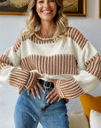 Colorblock Sweater- Khaki-