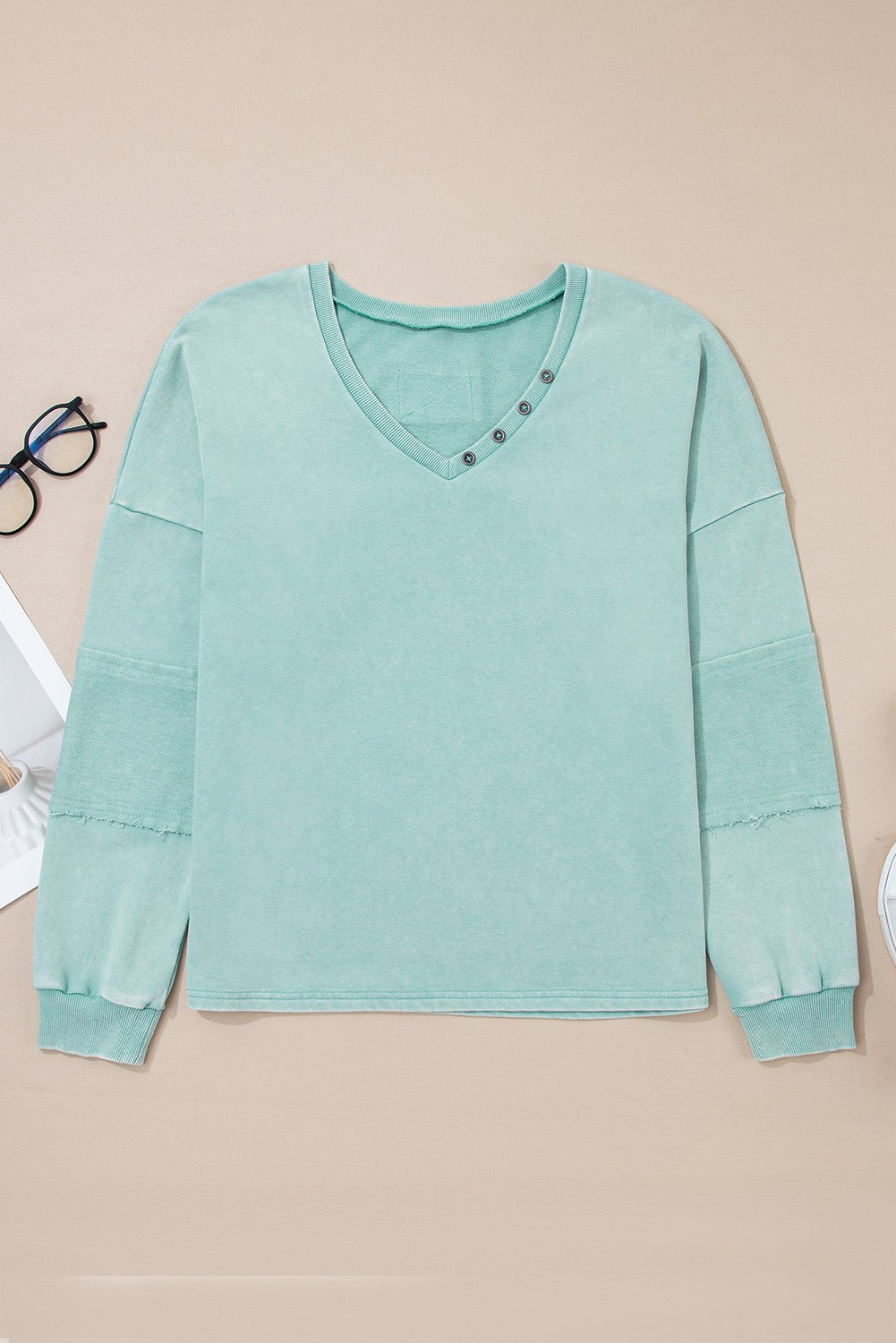Raw Edge Shirt- Blue-
