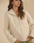 Ribbed Zip Sweater- Black