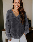 Mineral Wash Drop Sleeve Sweater-