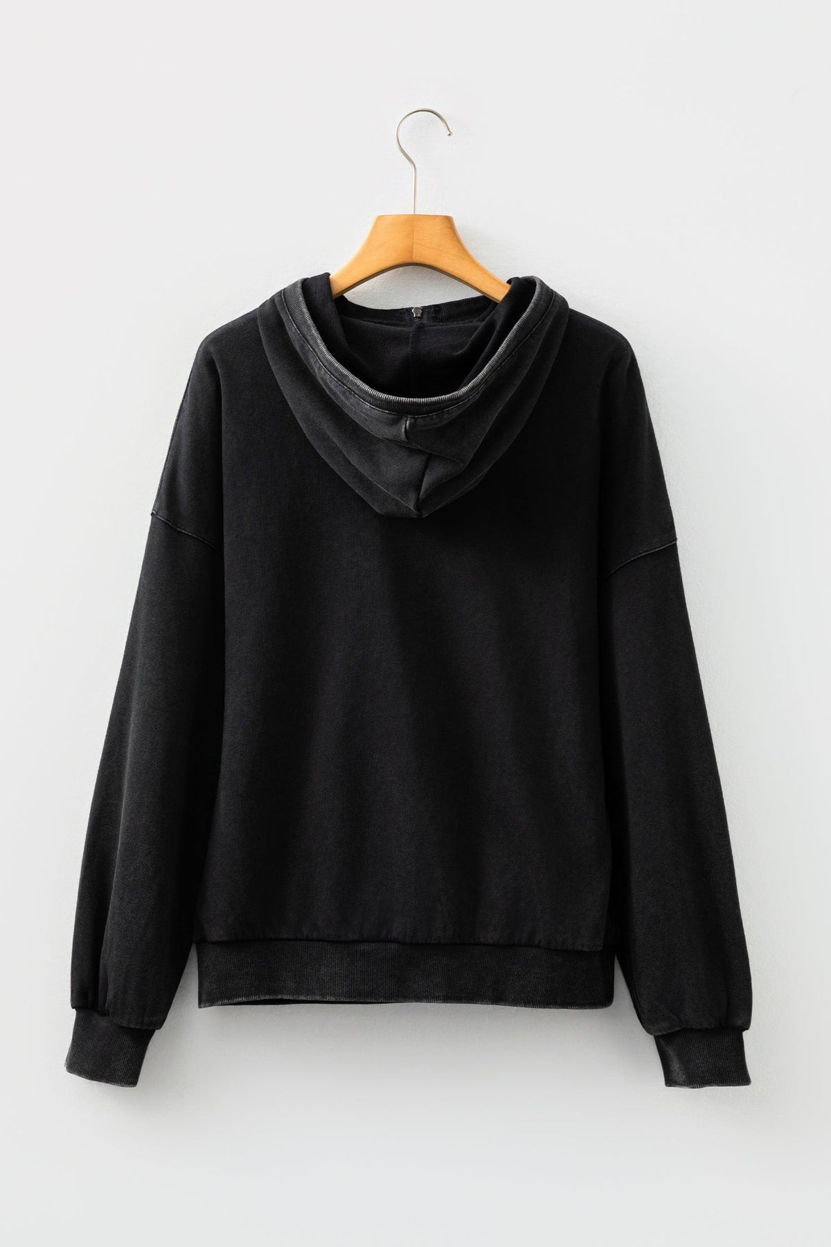 Quarter Zip Hoodie- Washed Black-
