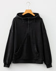 Quarter Zip Hoodie- Washed Black-