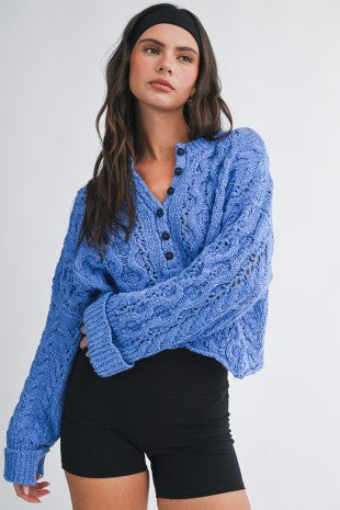 Cropped Sweater- Blue-