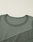Waffle Lace Knit Shirt- Green-