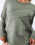Waffle Lace Knit Shirt- Green-
