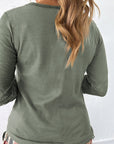 Waffle Lace Knit Shirt- Green-