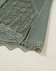 Waffle Lace Knit Shirt- Green-
