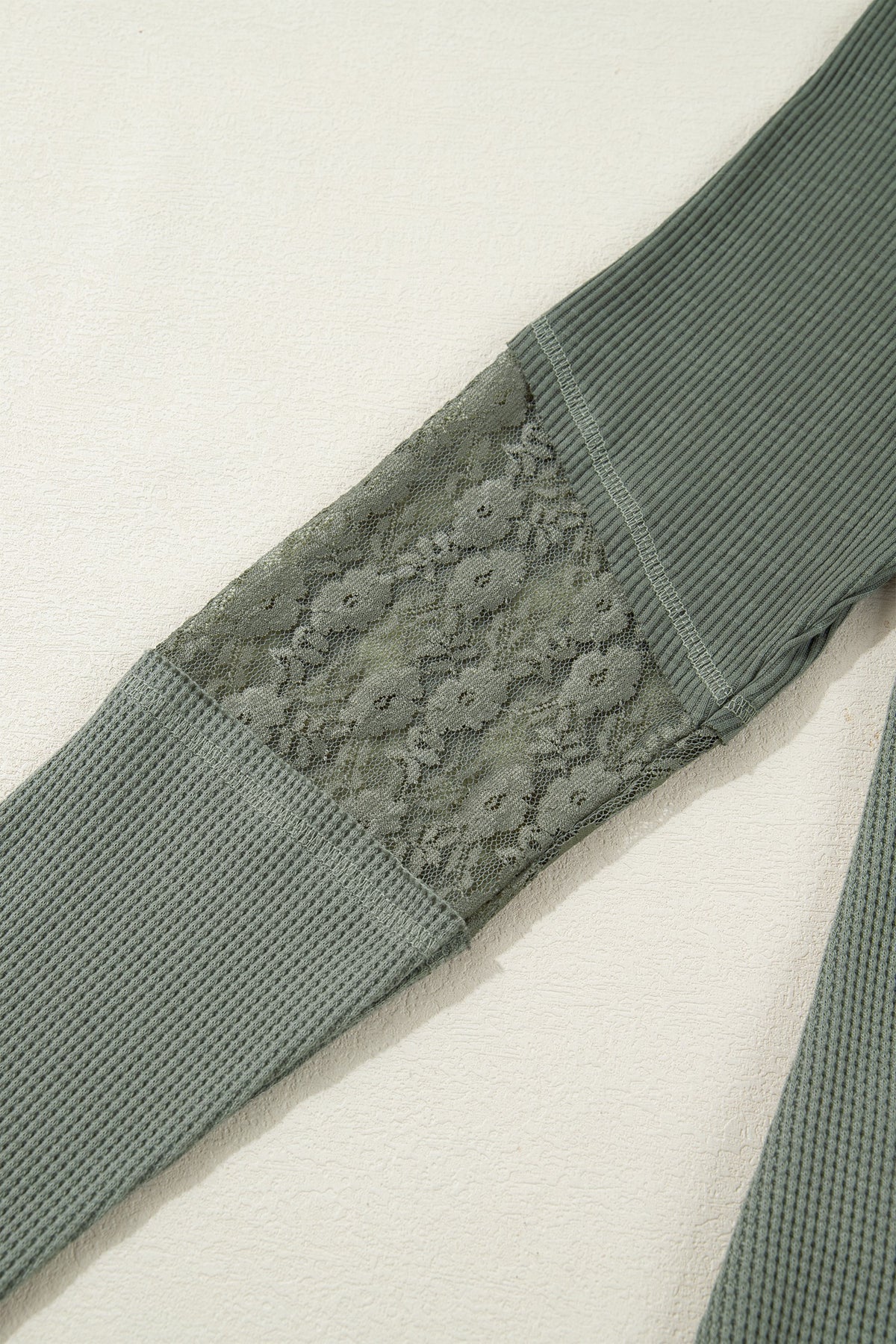 Waffle Lace Knit Shirt- Green-