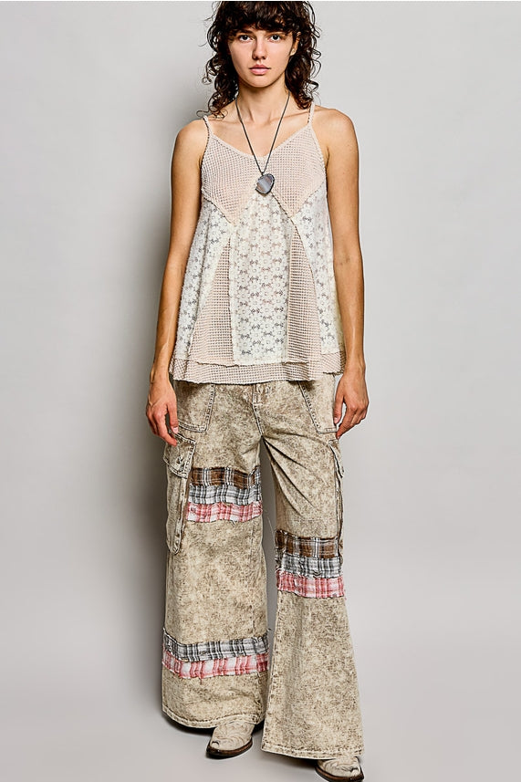 Patchwork Tank Top- Almond-