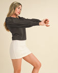 Stripe Sleeve Sweater- Black