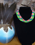 Turquoise and Glass Bead Necklace- Native Made