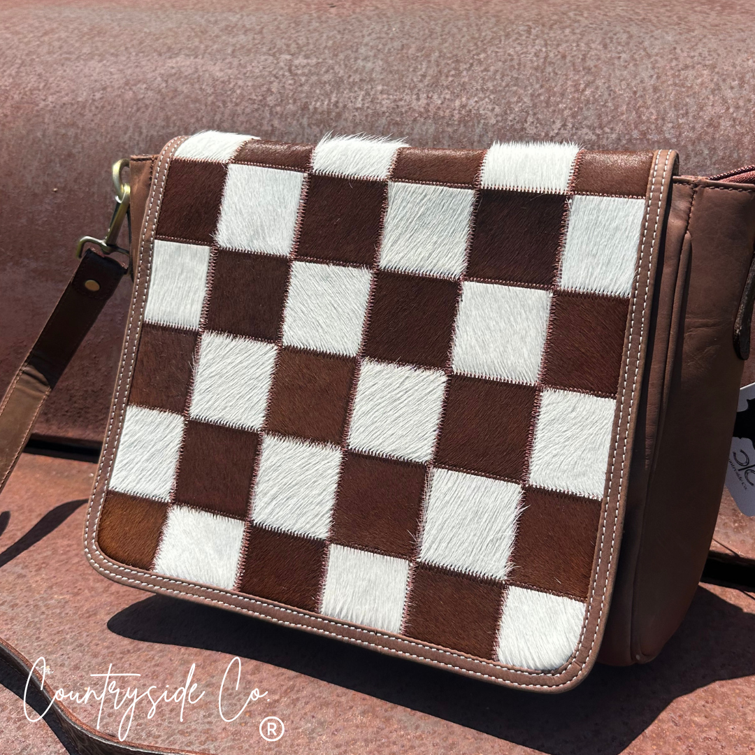 Cattleman Luxe Checkered Cowhide Purse