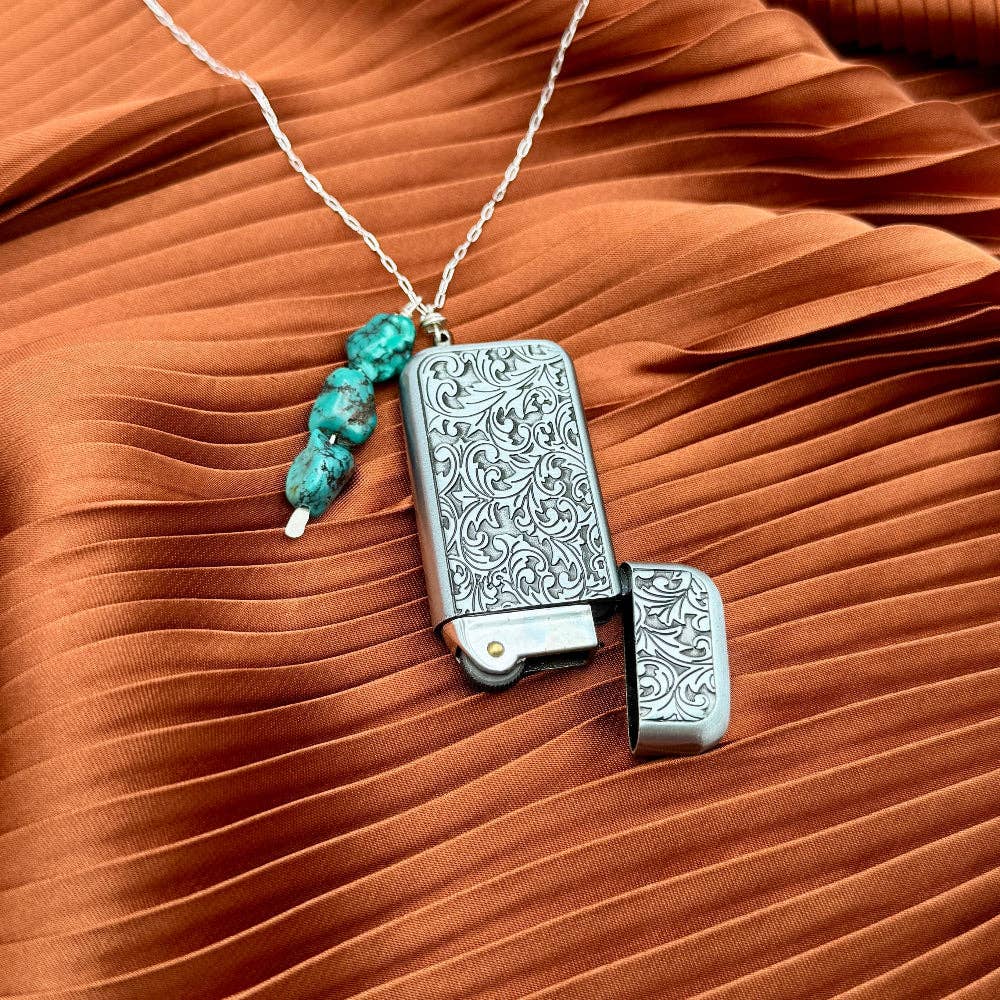 Flicker Lighter Necklace: 18" Silver Chain