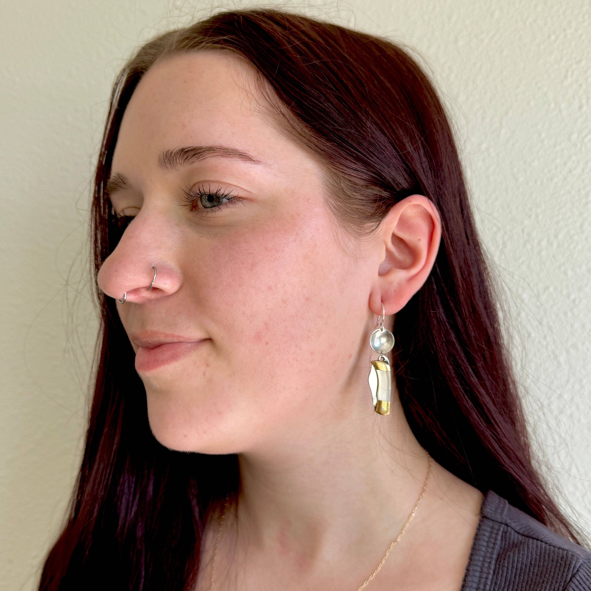 The Billie Earrings: Mother of Pearl Handle-