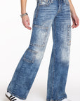 Mid-Rise Cargo Wide Jean- 32inseam -
