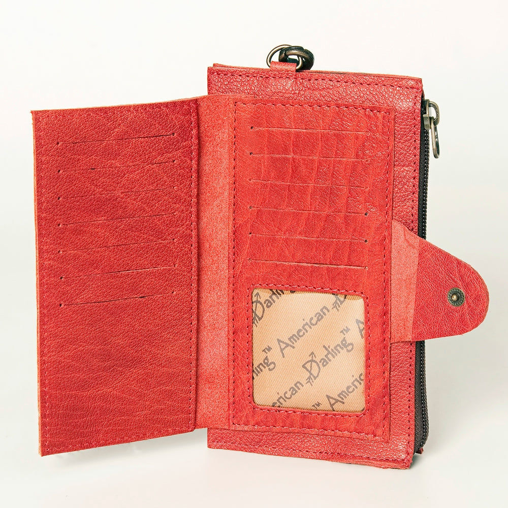 Leather Wallet with Wrist Strap: Red: ADBG811F
