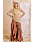 Textured Lace Bell Sleeve - Tan-