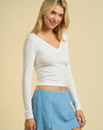 Basic V-Neck Long-Sleeve- White