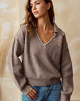 Collared Relaxed Sweater- Latte