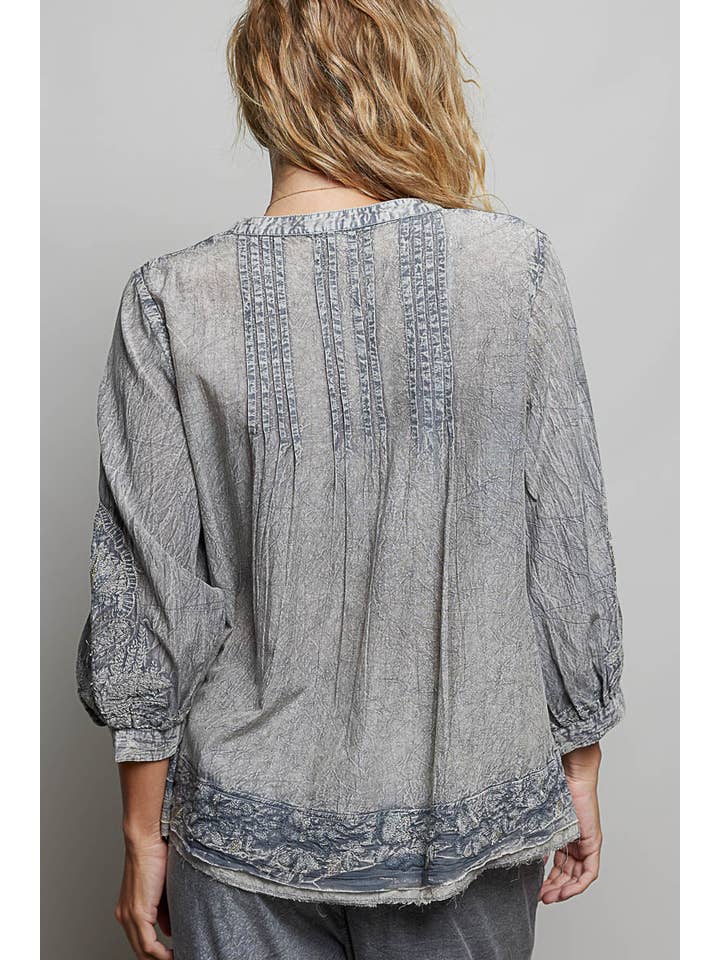 Tassle Boho Blouse- Charcoal-