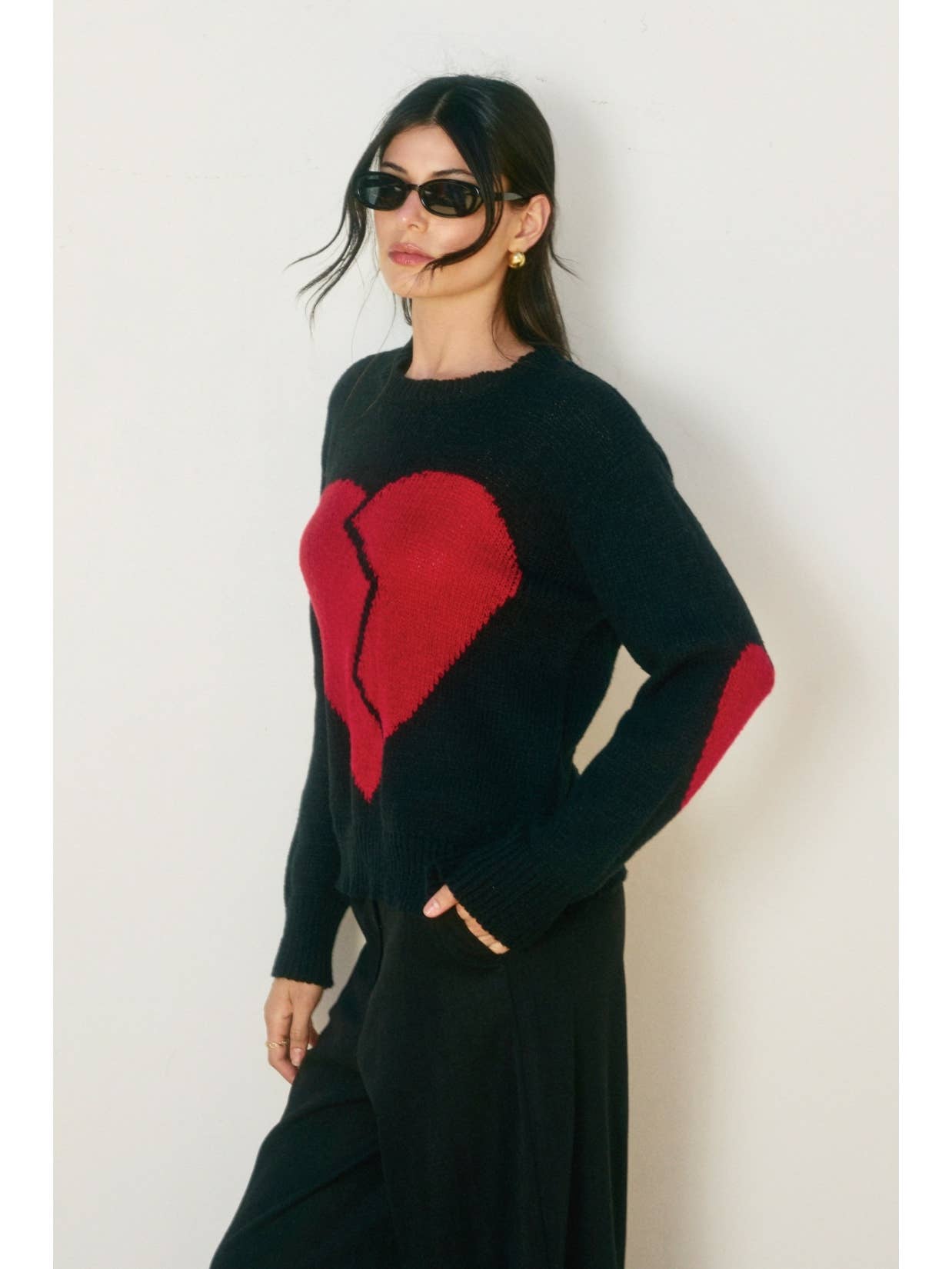 Broken Heart Sweater- Black-