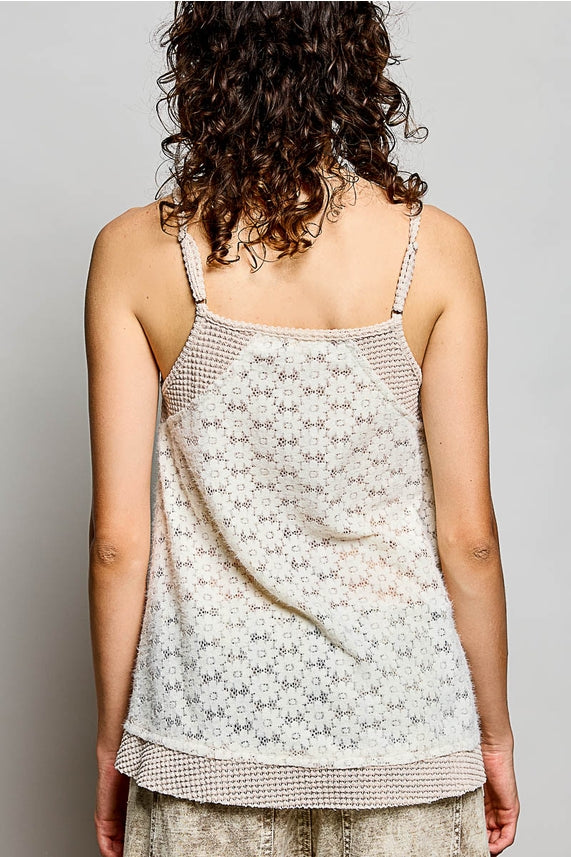 Patchwork Tank Top- Almond-