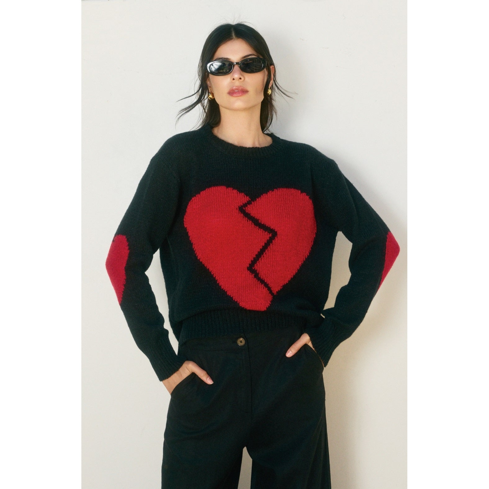 Broken Heart Sweater- Black-