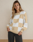 Checkered Sweater- Khaki