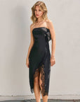 Satin Lace Strapless Dress-