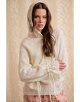 Ivory Sweater with Lace Hood-