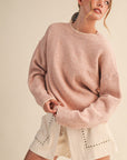 Contrast Scallop Sweater- Pink-