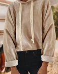 Cropped Waffle Knit Hoodie -