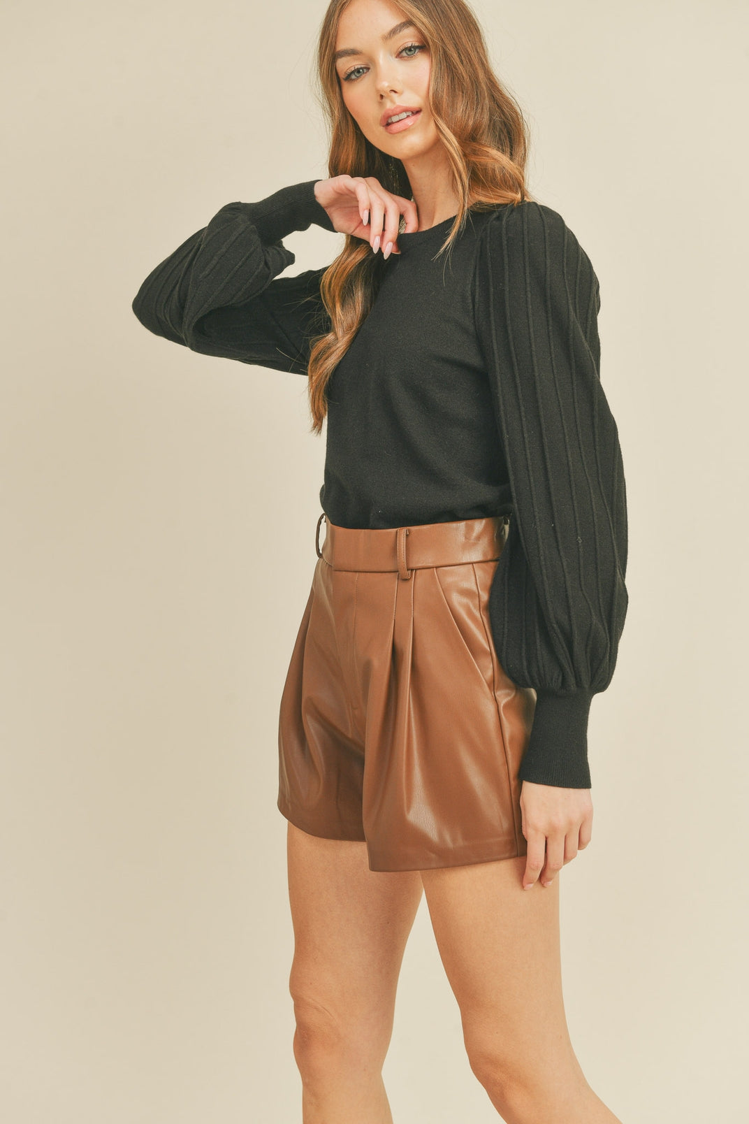Stripe Sleeve Sweater- Black