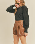Stripe Sleeve Sweater- Black