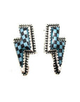 CHECKER THUNDER BOLT STUD EARRINGS: White