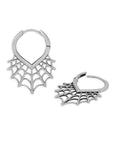 Sterling Silver Spiderweb Huggie Hoop Earrings 27x19mm